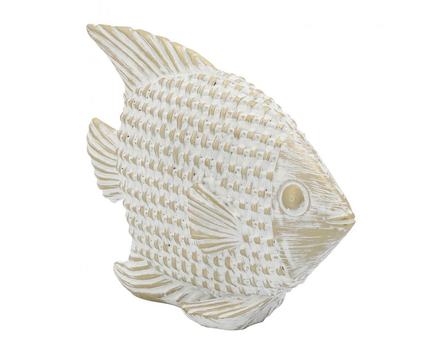 Sagebrook - 7" Ceramic Standing Fish Decor in White/Gold