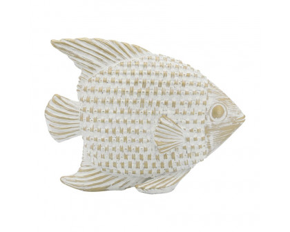 Sagebrook - 7" Ceramic Standing Fish Decor in White/Gold