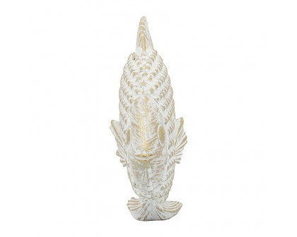 Sagebrook - 7" Ceramic Standing Fish Decor in White/Gold