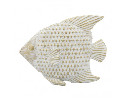 Sagebrook - 7" Ceramic Standing Fish Decor in White/Gold