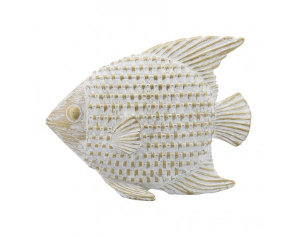 Sagebrook - 7" Ceramic Standing Fish Decor in White/Gold