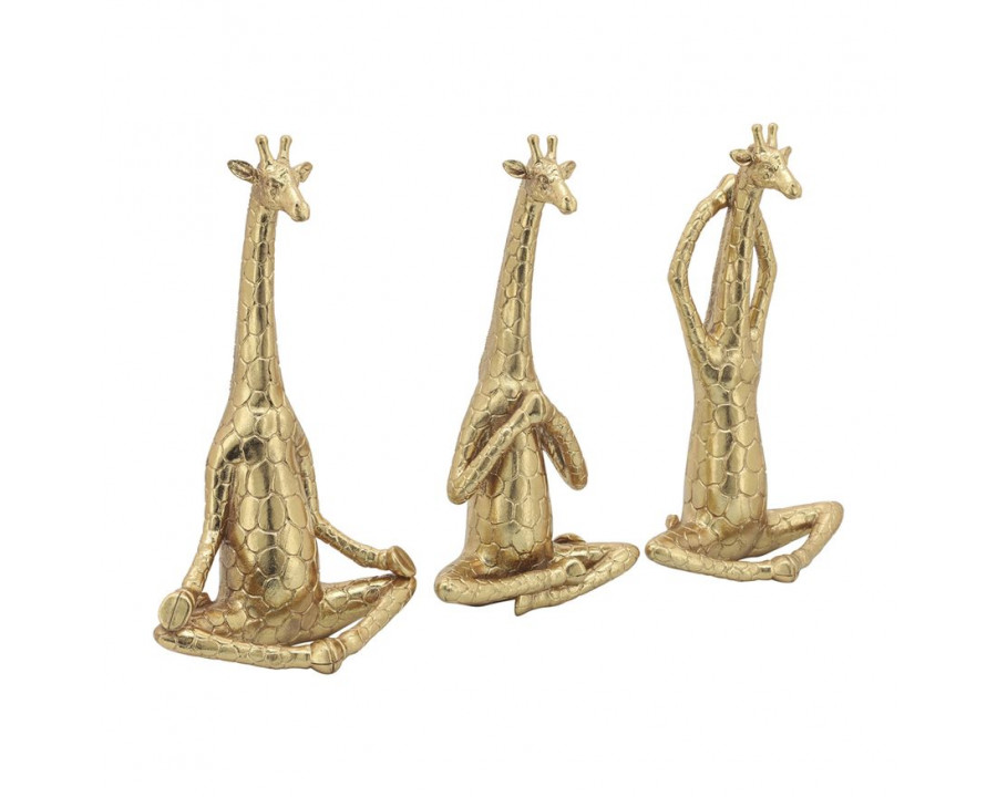 Sagebrook - 12" Polyresin Yoga Giraffe (Set Of 3) in Gold