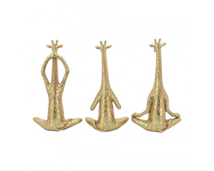 Sagebrook - 12" Polyresin Yoga Giraffe (Set Of 3) in Gold