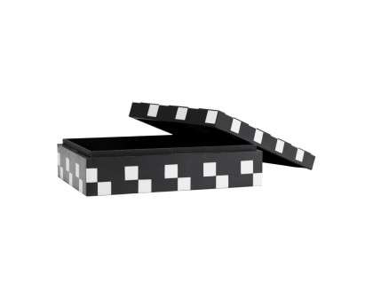 Sagebrook - 10"/12" Resin Diagonal Square Boxes (Set Of 2) in White/Black