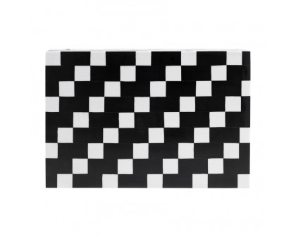 Sagebrook - 10"/12" Resin Diagonal Square Boxes (Set Of 2) in White/Black