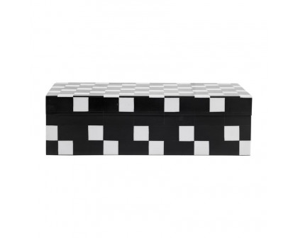 Sagebrook - 10"/12" Resin Diagonal Square Boxes (Set Of 2) in White/Black