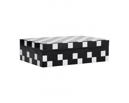 Sagebrook - 10"/12" Resin Diagonal Square Boxes (Set Of 2) in White/Black