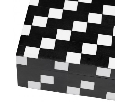 Sagebrook - 10"/12" Resin Diagonal Square Boxes (Set Of 2) in White/Black