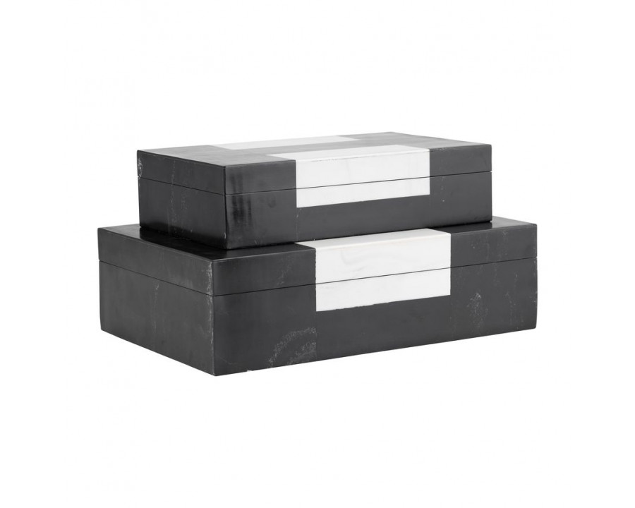 Sagebrook - 10"/12" Resin Boxes (Set Of 2) in Black/White