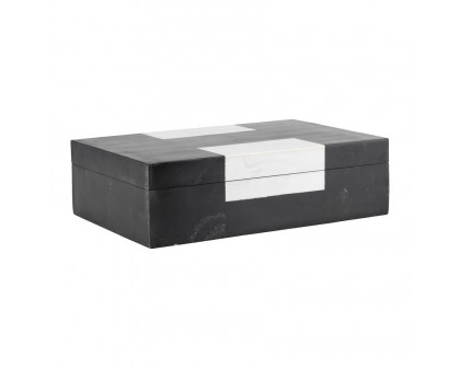 Sagebrook - 10"/12" Resin Boxes (Set Of 2) in Black/White