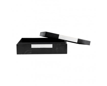 Sagebrook - 10"/12" Resin Boxes (Set Of 2) in Black/White