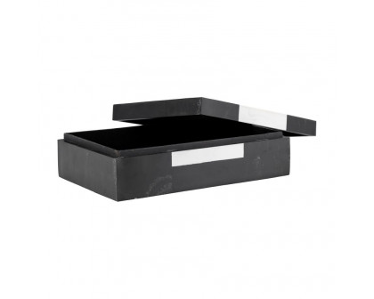 Sagebrook - 10"/12" Resin Boxes (Set Of 2) in Black/White