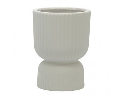 Sagebrook 6" Ceramic Ribbed Vase