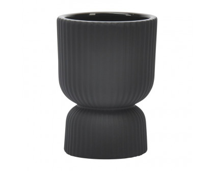 Sagebrook 6" Ceramic Ribbed Vase