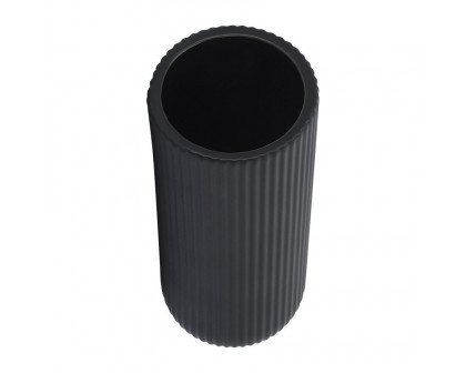 Sagebrook 11" Ceramic Ridged Vase - Black