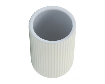 Sagebrook 7" Ceramic Ridged Vase - White