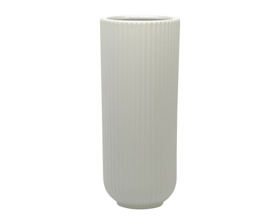 Sagebrook 11" Ceramic Ridged Vase - White