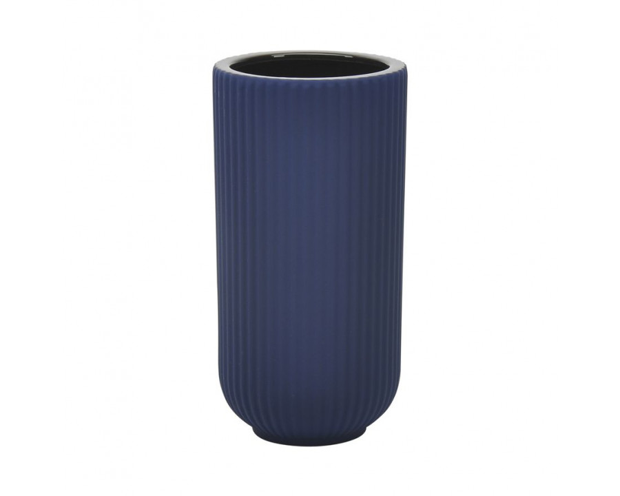 Sagebrook 9" Ceramic Ridged Vase - Navy