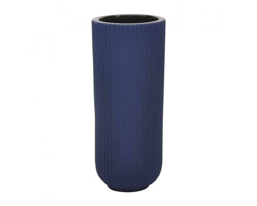 Sagebrook 11" Ceramic Ridged Vase - Navy