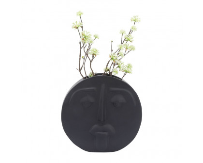 Sagebrook 10" Ceramic Sad Face Vase - Black