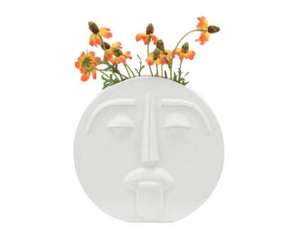 Sagebrook 10" Ceramic Sad Face Vase - White