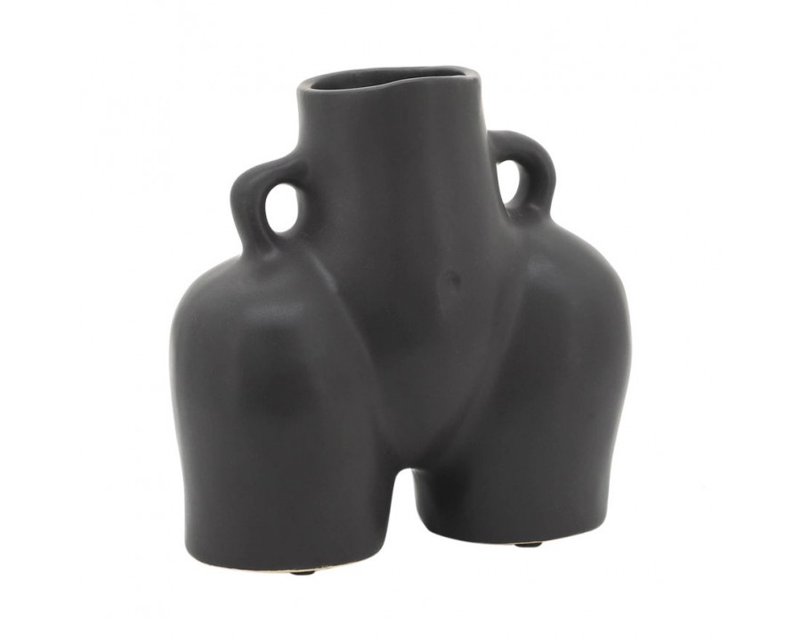 Sagebrook 6" Ceramic Half Body Vase - Black