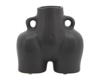 Sagebrook 6" Ceramic Half Body Vase - Black