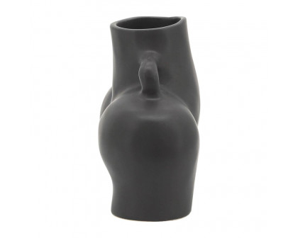 Sagebrook 6" Ceramic Half Body Vase - Black