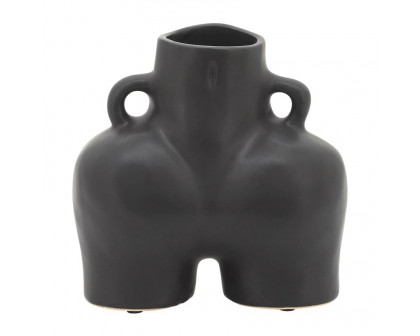 Sagebrook 6" Ceramic Half Body Vase - Black