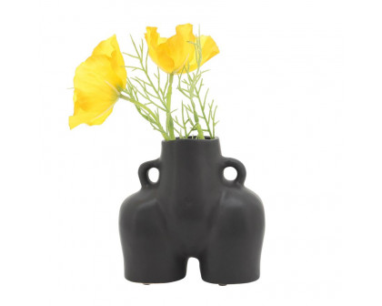 Sagebrook 6" Ceramic Half Body Vase - Black