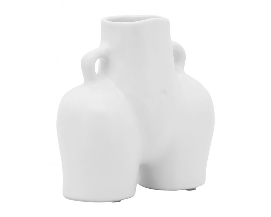 Sagebrook 6" Ceramic Half Body Vase - White