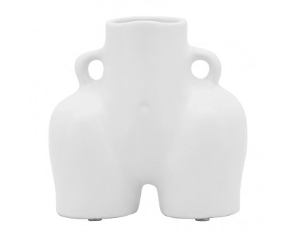 Sagebrook 6" Ceramic Half Body Vase - White