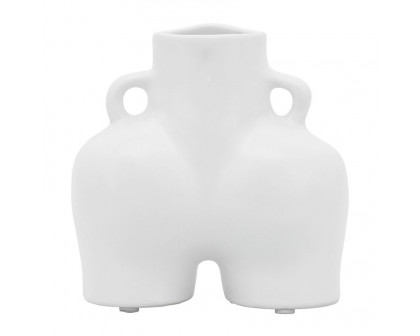 Sagebrook 6" Ceramic Half Body Vase - White