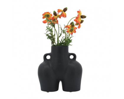 Sagebrook 7" Ceramic Half Body Vase - Black