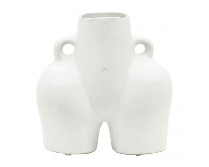 Sagebrook 7" Ceramic Half Body Vase - White