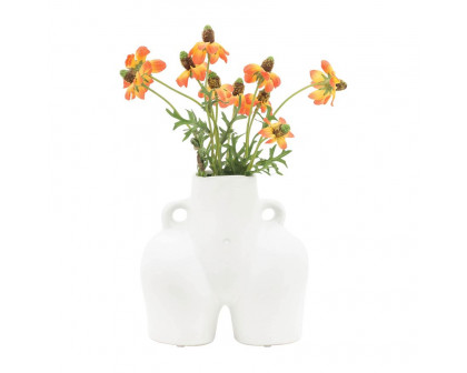 Sagebrook 7" Ceramic Half Body Vase - White