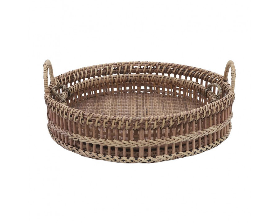 Sagebrook - 12"/14" Rattan Trays (Set Of 2) in Natural