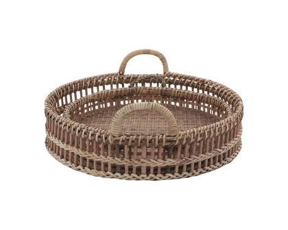 Sagebrook - 12"/14" Rattan Trays (Set Of 2) in Natural