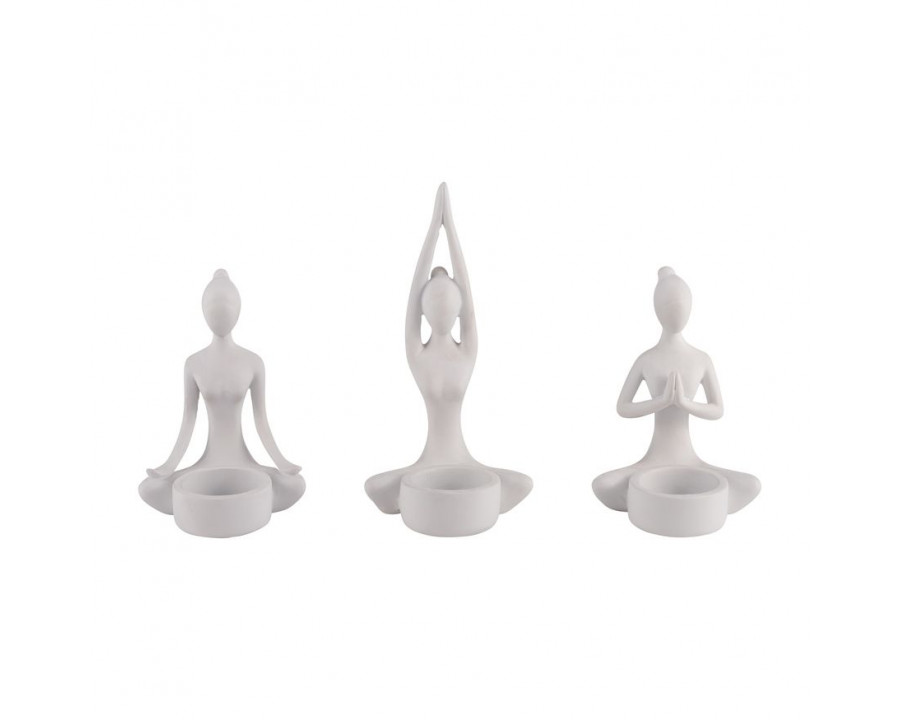 Sagebrook 7" Resin Yoga Women Tealight Holders (Set of 3)