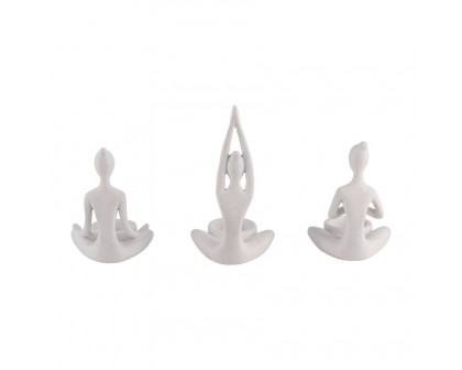 Sagebrook 7" Resin Yoga Women Tealight Holders (Set of 3) - White