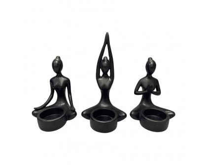 Sagebrook 7" Resin Yoga Women Tealight Holders (Set of 3)