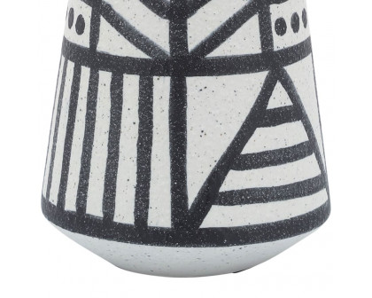 Sagebrook 8" Ceramic Eclectic Vase - Black/White