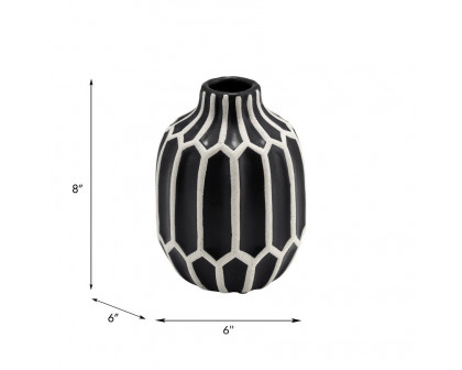 Sagebrook - 8" Ceramic Decorative Vase in Black/White