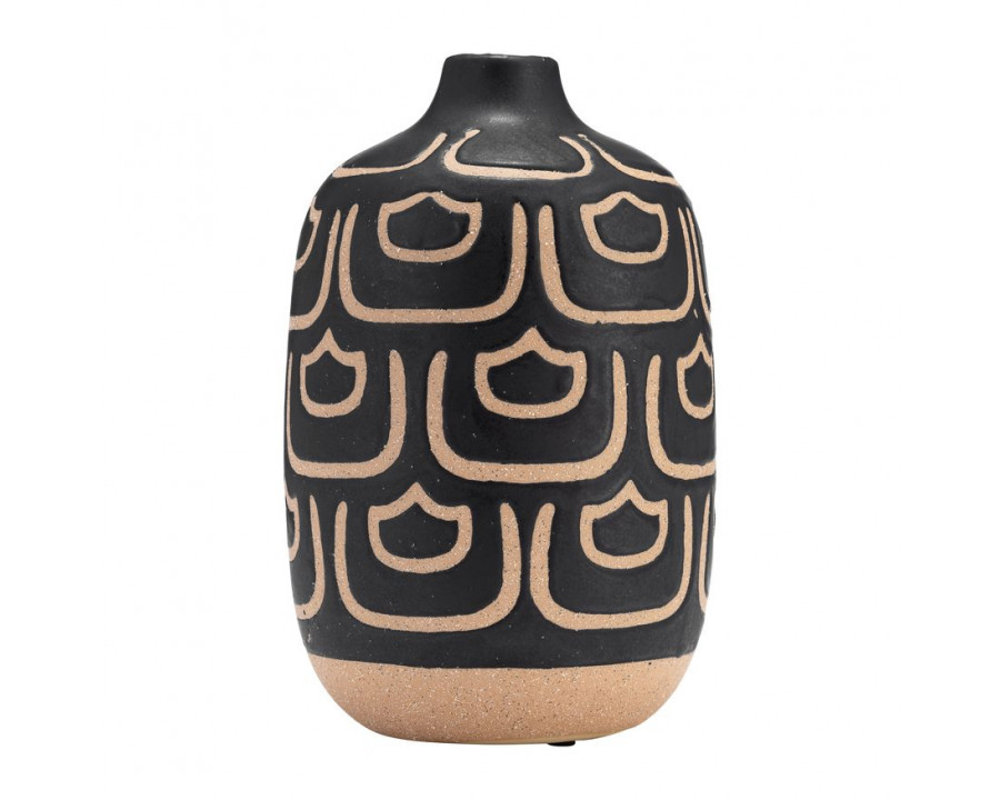 Sagebrook 10" Ceramic Decorative Vase - Black/Tan