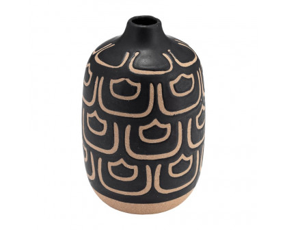 Sagebrook 10" Ceramic Decorative Vase - Black/Tan