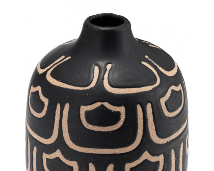 Sagebrook 10" Ceramic Decorative Vase - Black/Tan