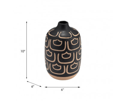 Sagebrook 10" Ceramic Decorative Vase - Black/Tan