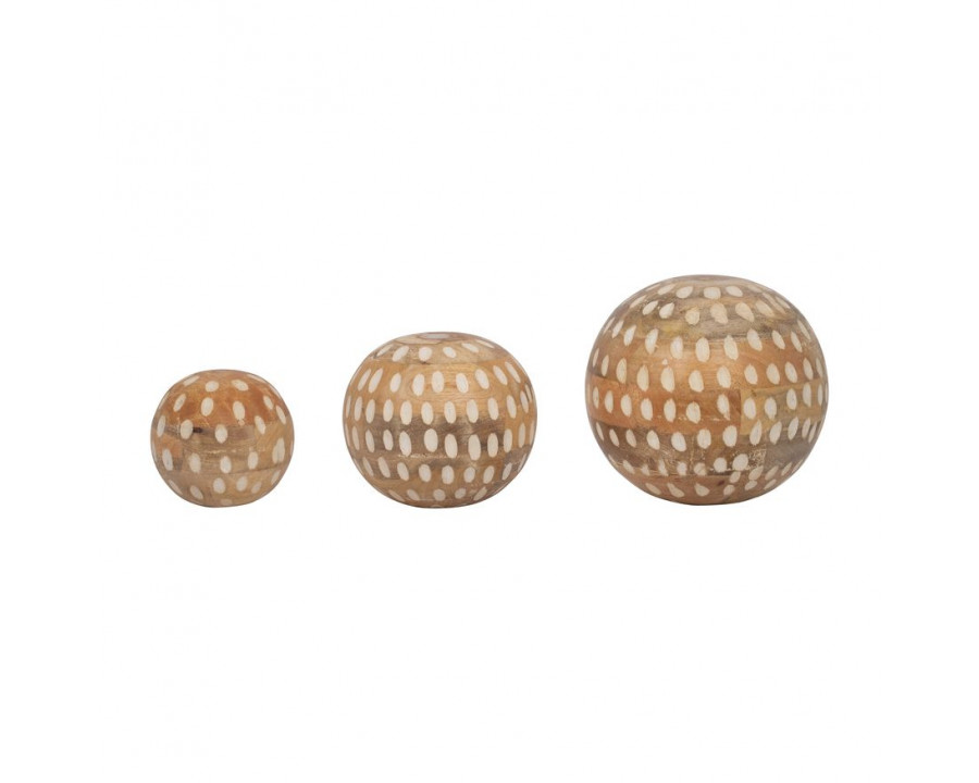 Sagebrook - 8"/6"/5" Mango Wood Decorative Ball (Set Of 3) in Natural