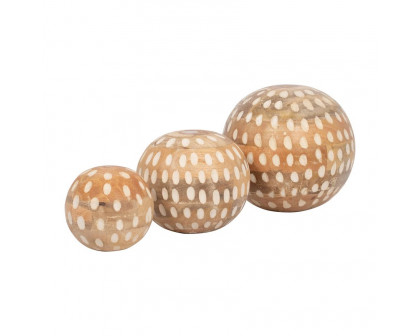 Sagebrook - 8"/6"/5" Mango Wood Decorative Ball (Set Of 3) in Natural