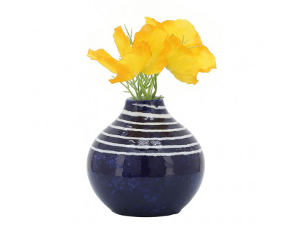 Sagebrook 5" Ceramic Primeval Vase - Blue